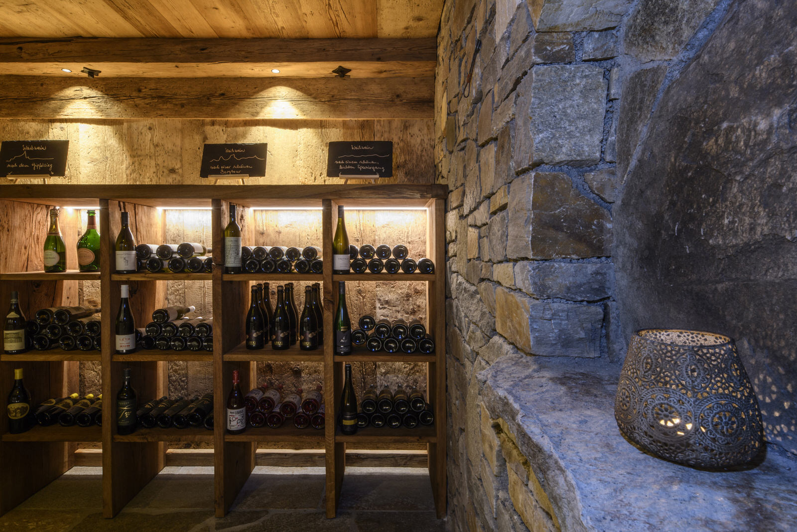 Exclusive mountain lodge Gauertal Montafon - wine cellar